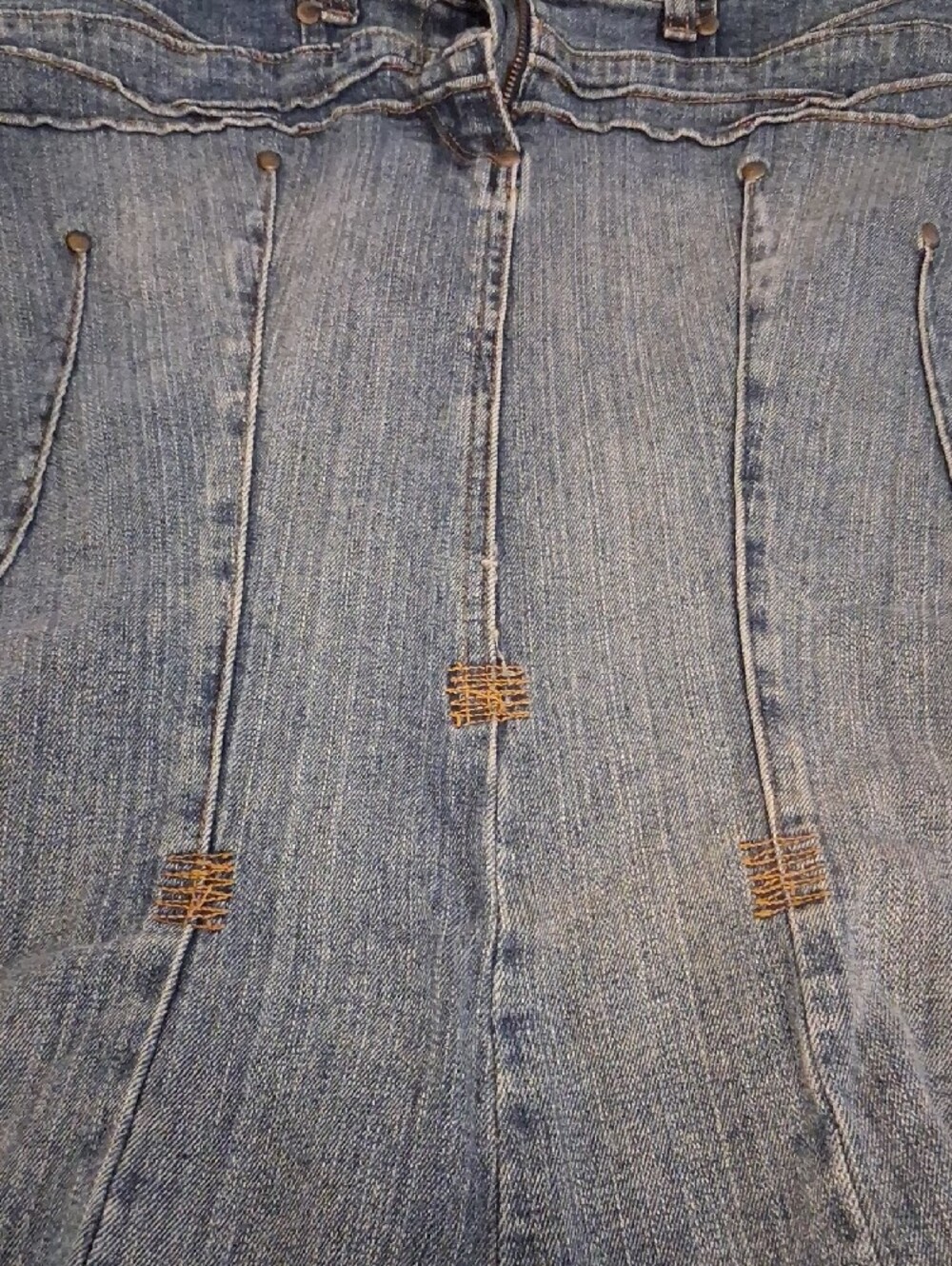 Bisou Bisou VTG Y2K Distressed Blue Denim WashSkirt. Boho ALine Mermaid Maxi 12 - Picture 3 of 13